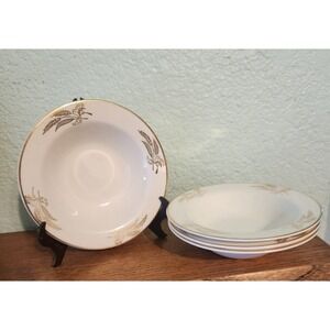 VTG 1950s Lifetime China PRAIRIE GOLD 6.5" SET/4, Gold Wheat Small Serving Bowls